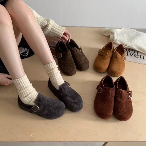 BEILIXUAN 韩版绝美厚底勃肯鞋女2025年秋季新款时尚简约加绒单鞋