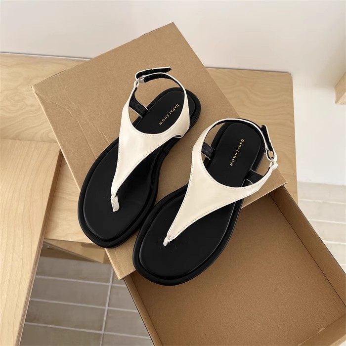 DAPAISHOW韩版极简风圆头夹趾厚底沙滩凉鞋女夏软底舒适罗马凉鞋,女鞋,时装凉鞋,淘宝优惠券,粉丝福利购,淘宝优惠卷