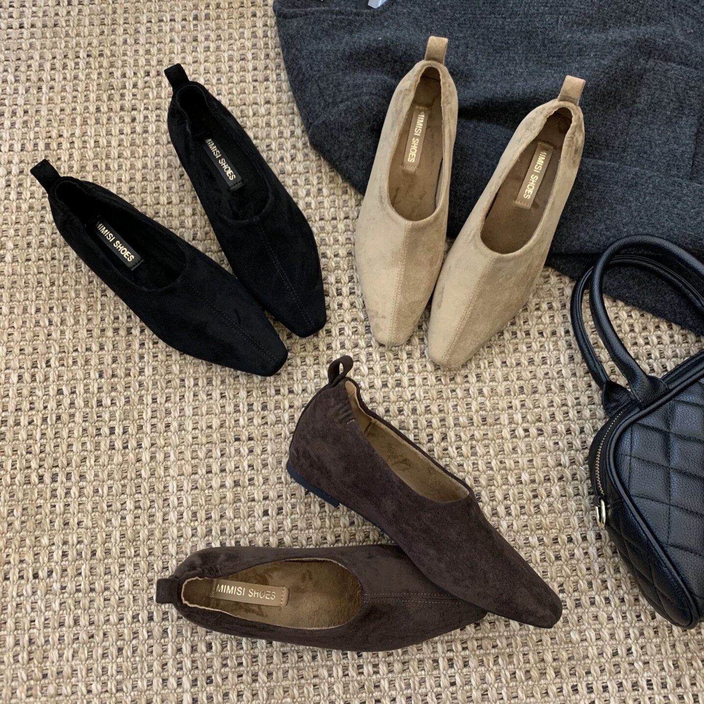 Mimisi 平底韩式浅口单鞋女2025新款水钻一脚蹬百搭气质低跟皮鞋,女鞋,浅口单鞋,淘宝优惠券,粉丝福利购,淘宝优惠卷