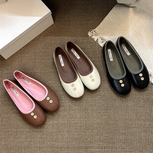 设计感小众圆头浅口通勤单鞋女百搭不累脚仙女风配裙子玛丽珍鞋女