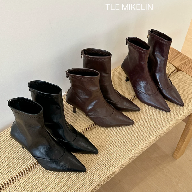 TLE MIKELIN 法式气质设计感瘦瘦靴女2025年秋冬新款短筒时尚踝靴