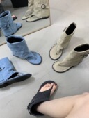 ALILOVER阿里情人韩国夹脚人字拖裤 女 管靴短筒凉靴女平底罗马凉鞋