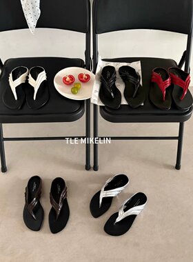 TLE MIKELIN 2026年新款慵懒风人字拖鞋女夏季外穿平底夹趾凉拖鞋