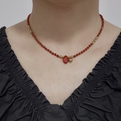 原创手作天然红玛瑙项链