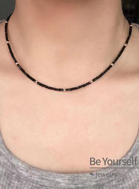 高级感天然黑尖晶碧玺项链女