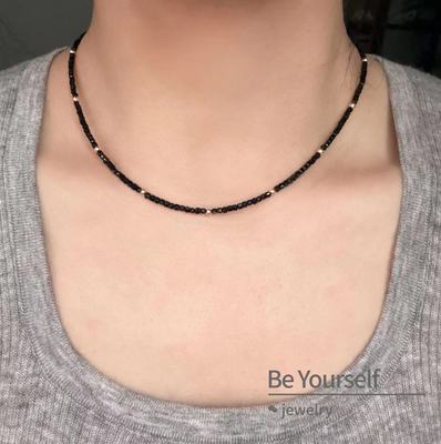 高级感天然黑尖晶碧玺项链女
