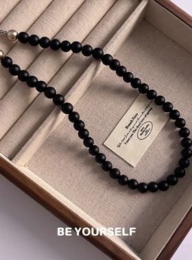 高级感天然黑玛瑙项链女