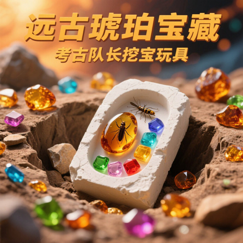 儿童科普手工DIY男女孩考古探秘夜光荧光昆虫琥珀化石标本惊喜盲,玩具/童车/益智/积木/模型,挖宝玩具,淘宝优惠券,粉丝福利购,淘宝优惠卷