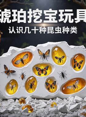 挖掘玩具考古寻宝夜光宝石琥珀恐