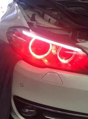 适用宝马5系F10 F18红色柠檬黄日行灯改装LED黄金眼紫色冰蓝