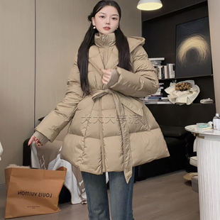 羽绒服女百搭连帽冬季 中长款 休闲 广检三星90绒加厚修身 2025新款