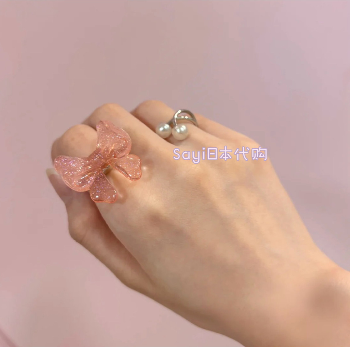 予 日本代购 liquem 蝴蝶结 戒指均码 11月下旬