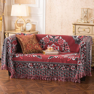 复古老式线毯纯棉床单防滑加厚外贸整块流苏沙发巾2022新款毛毯