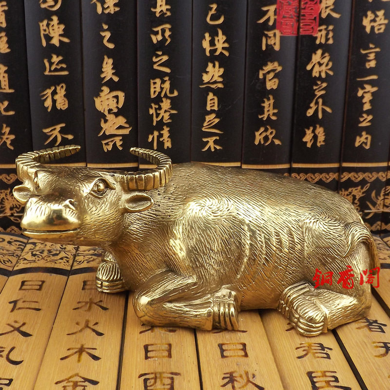 纯铜华尔街牛旺市黄铜牛摆件一对工艺品办公室书房装饰品卧牛摆设