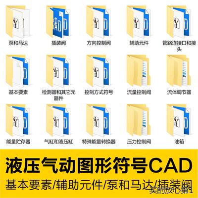 液压气动图形符号CAD辅助元件库能量贮存器连接口流量控制ABABAB