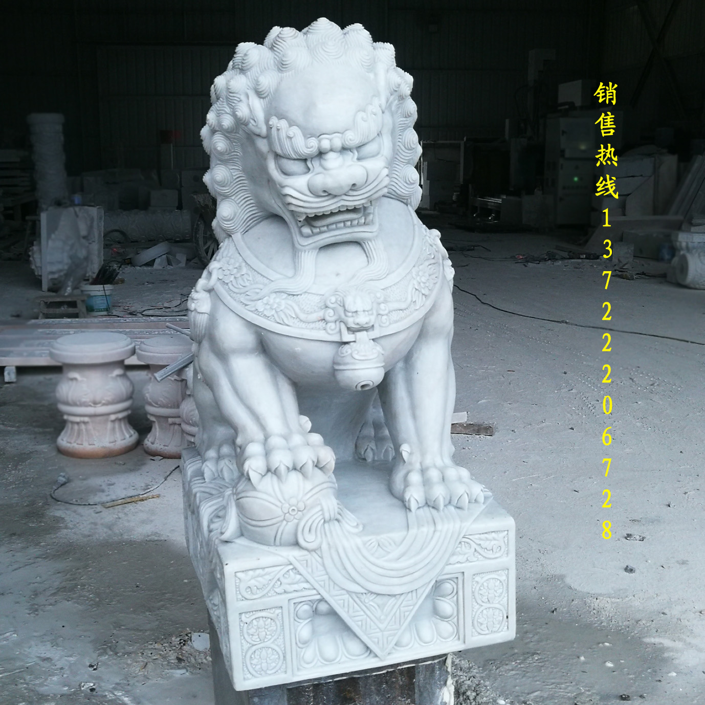 狮子镇宅门口祠堂墓地摆件大理石