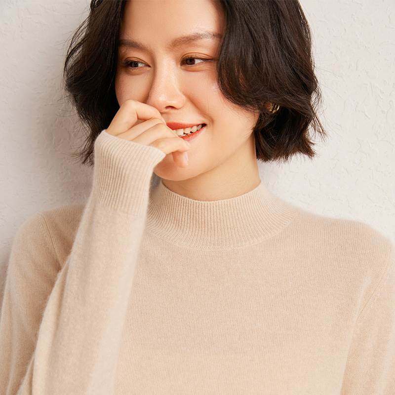 无可取代~半高领羊绒衫女秋冬毛衣软糯亲肤羊毛衫内搭针织打底衫