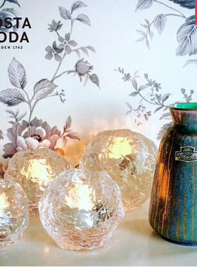 Kosta Boda Snowball进口水晶玻璃创意简约家居摆件雪球烛台浪漫