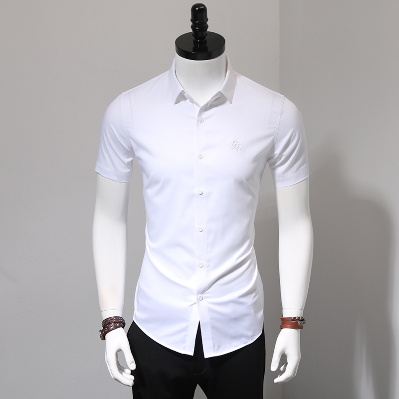夏季潮流青年免烫白衬衫男士短袖