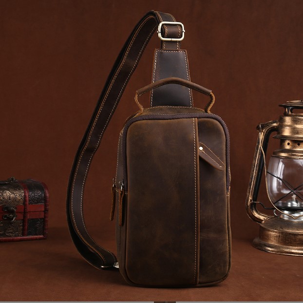 原创复古疯马皮休闲斜挎包