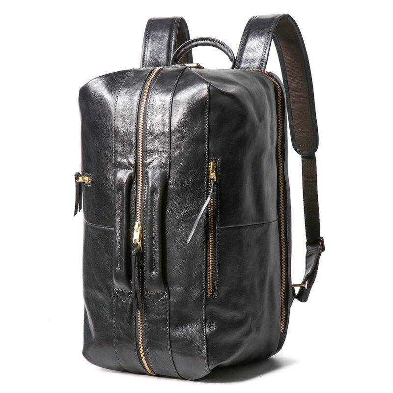 新款高级感男出差旅行双肩背包植鞣皮手提旅行袋多功能牛皮电脑包