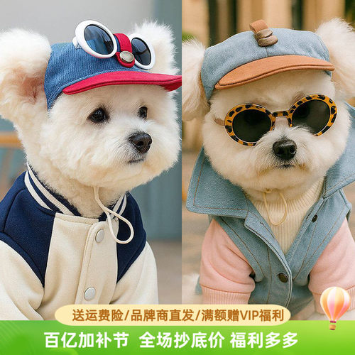 狗狗帽子小狗宠物帽子比熊泰迪露耳朵帽子小型犬雪纳瑞拍照凹造型 - 封面