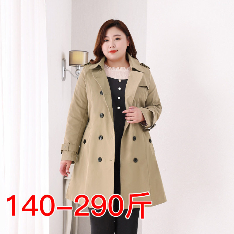 中长款风衣外套女大码女装胖mm秋冬显瘦上衣双排扣休闲大衣71272T,女装/女士精品,常规大码外套,淘宝优惠券,粉丝福利购,淘宝优惠卷