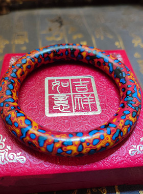 非遗传承纯手工犀皮漆器大漆手镯螺钿细款手镯首饰女士民族风饰品