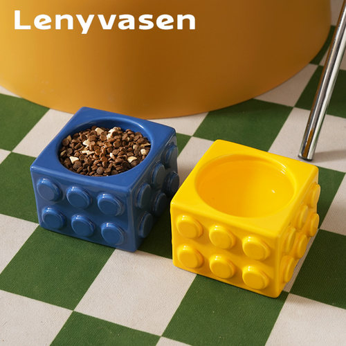 LENYVASEN个性创意积木宠物碗