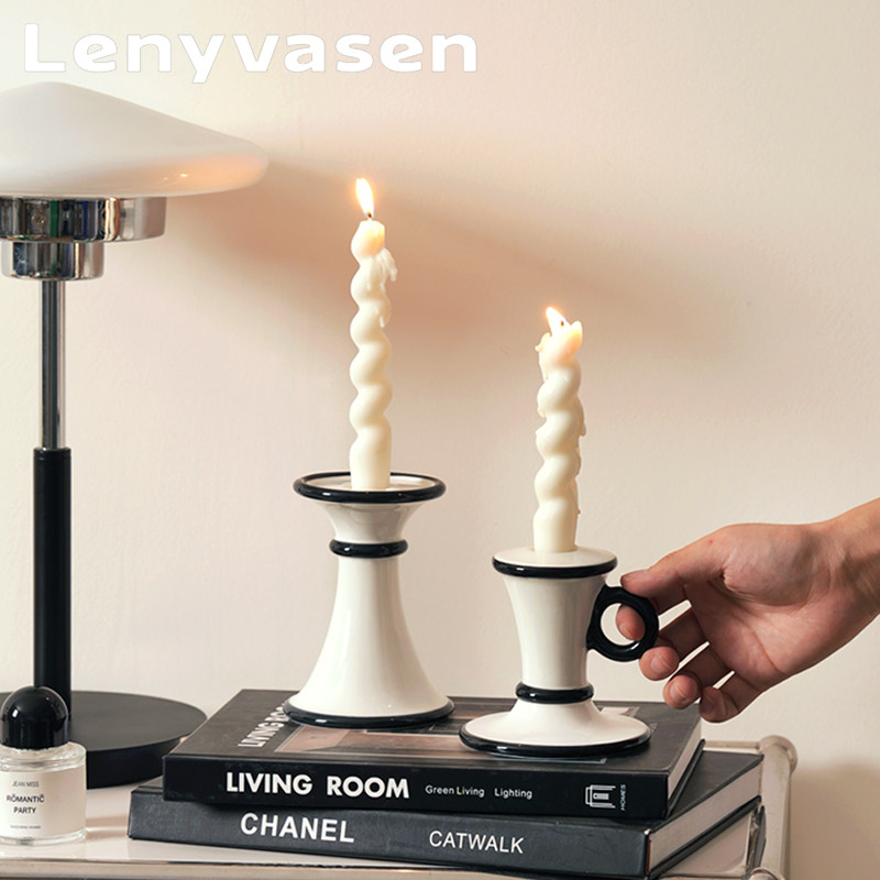 Lenyvasen法式中古风陶瓷复古烛台氛围摆件浪漫餐桌装饰烛台底座,家居饰品,烛台,淘宝优惠券,粉丝福利购,淘宝优惠卷