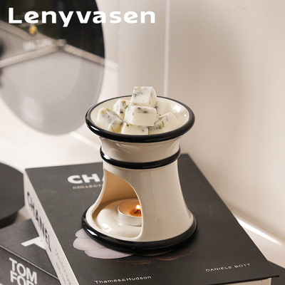 LENYVASEN 法式中古陶瓷香薰炉精油炉加热融蜡炉家用卧室香薰烛台
