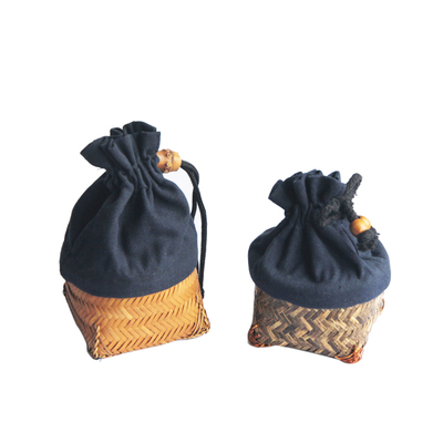 新中式竹编户外旅行茶杯套