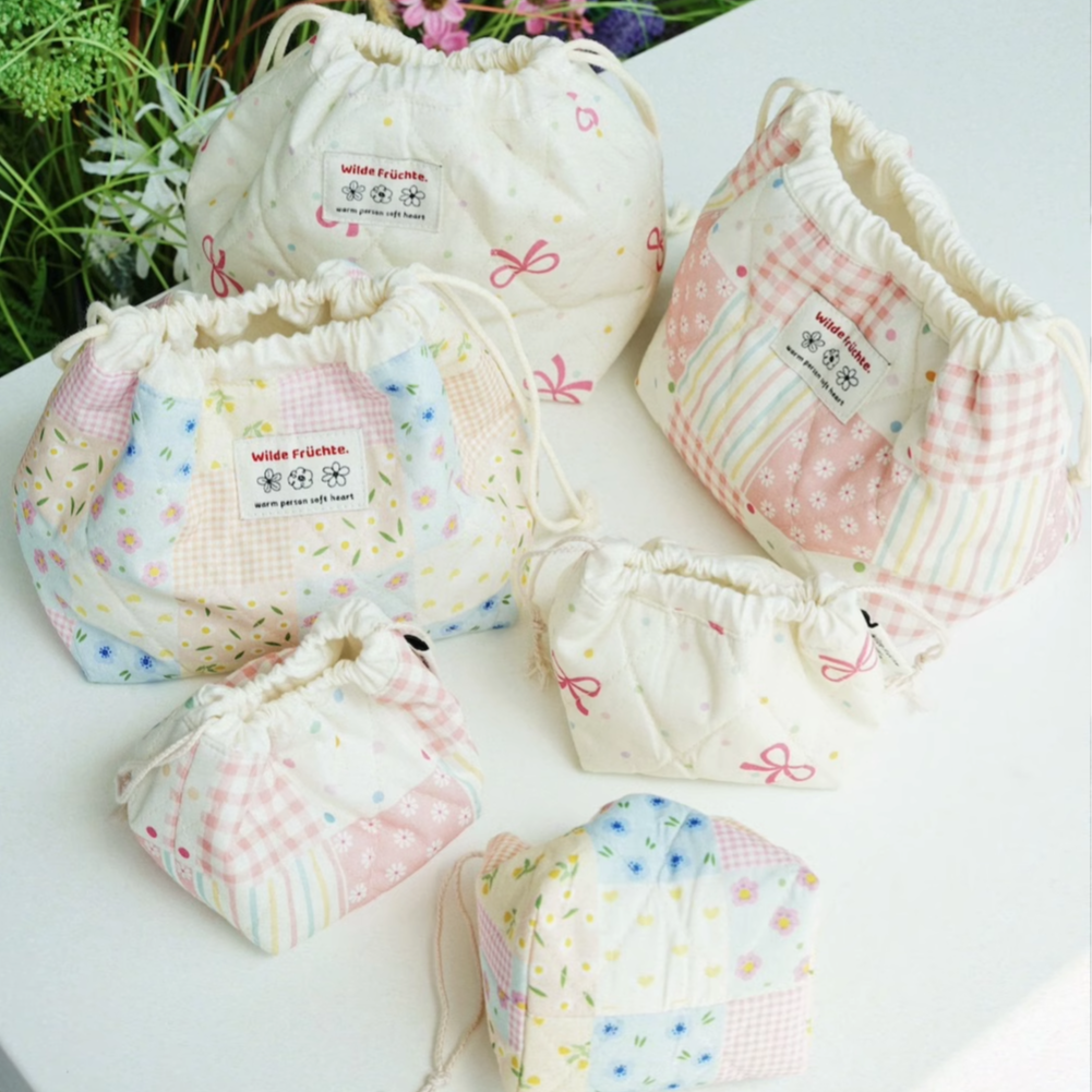 夹棉奶油系列碎花束口收纳包野菓