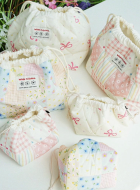 野菓Wilde Früchte.2024秋冬奶油系列碎花夹棉束口收纳包化妆包