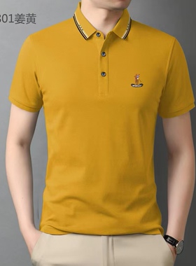 尊勝专柜正品2025新品POLO商务休闲纯色短袖翻领棉质t恤