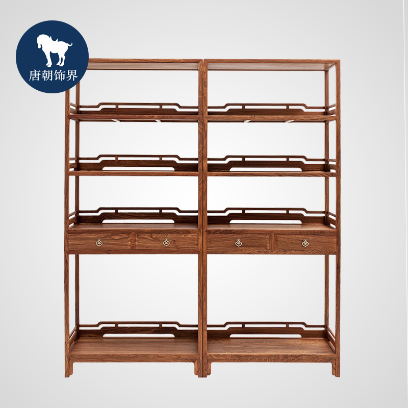 唐朝饰界经典明式带围栏抽屉书架