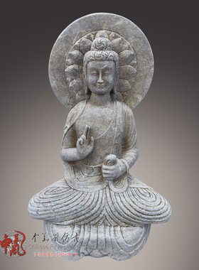 寺庙仿北齐石雕造像微笑佛