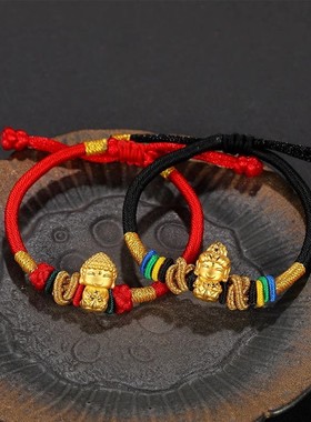 黄金包银十二生肖属相本命守护佛转运珠黄金色手串男女生手链手绳