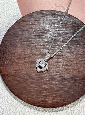 s925纯银新款海洋之星闪耀锆石吊坠心形项链女生镶钻爆闪亮锁骨链