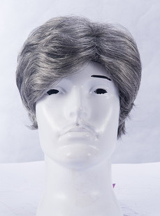 男士小品舞台花白假发短直发扮演老头子老老公公父亲爷爷灰白头发