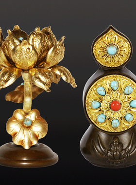 纯铜花果朵玛食子花佛堂桌面摆件