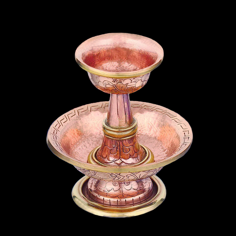 尼泊尔紫铜护法杯手工红铜供水杯