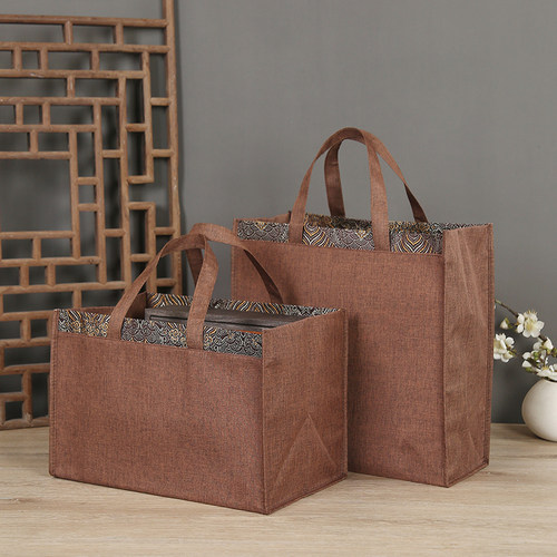 高级感麻布手提袋商务礼盒茶叶袋