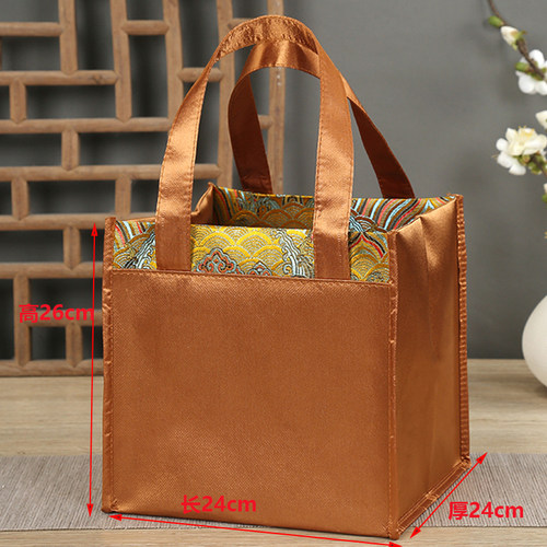 高级感色丁绸布手提袋茶叶袋