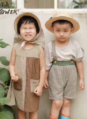 儿童男女款高品质亲肤舒适柔软亲棉麻吊带夏季耐脏亲肤连衣裙田园