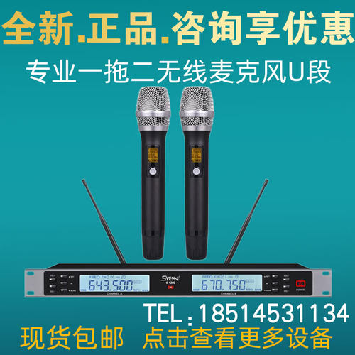 SYEAN赛茵S-1200专业一拖二无线麦克风U段调频会议室报告厅话筒