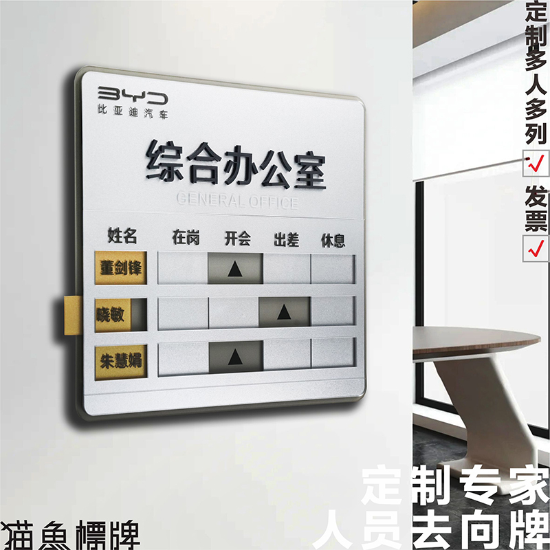 办公室人员去向牌定制做标识牌