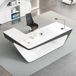 办公桌老板桌1米6女式烤漆L型总裁时尚经理大班台办公室桌椅组合