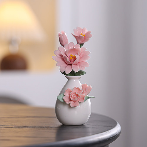 手工迷你小花器陶瓷摆件干花插水培书房客厅桌面装饰教师节送礼盒