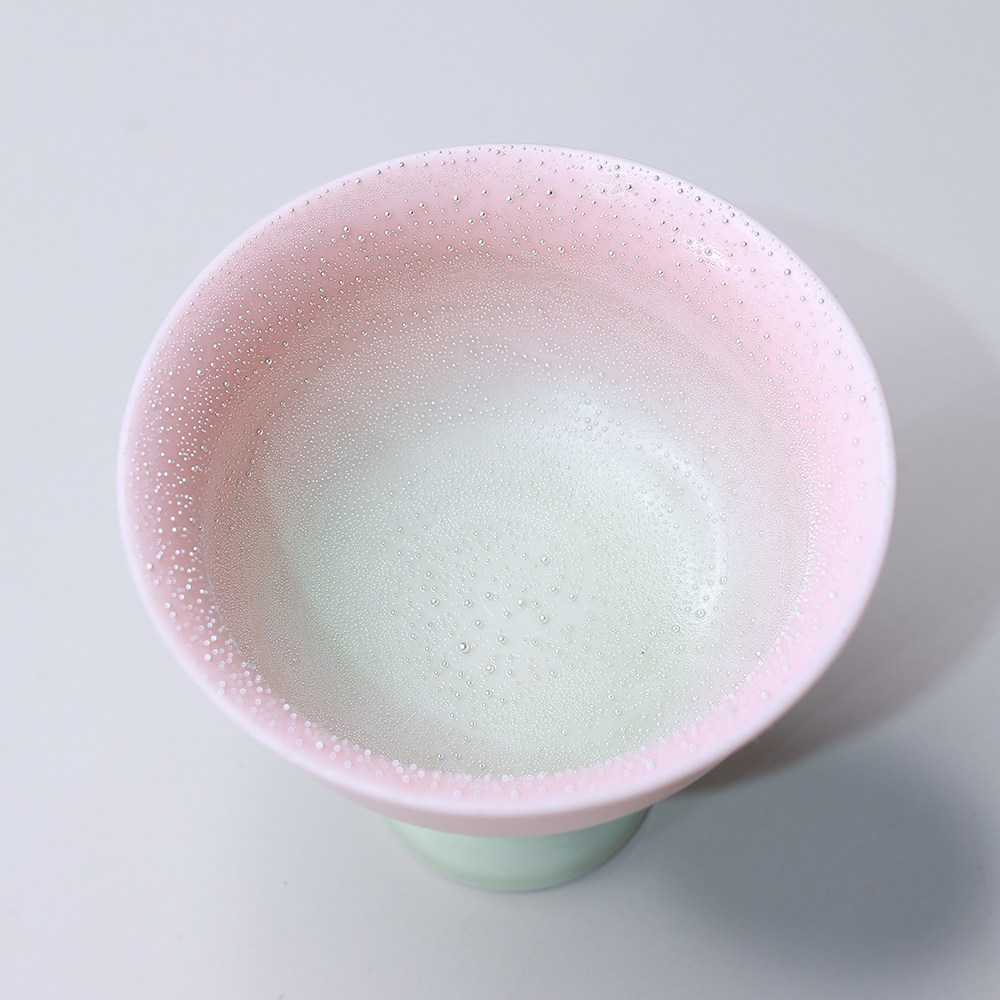 高定款陶瓷银雾珠陶艺杯京都风高颜值影青粉釉高角杯主人茶杯文创